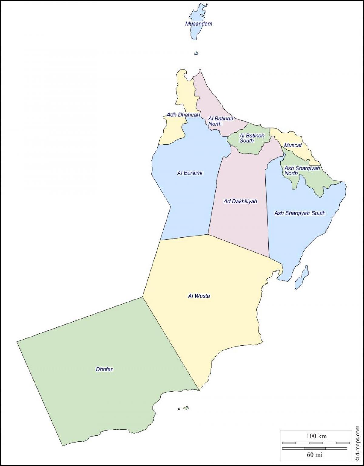 térkép Omán governorates