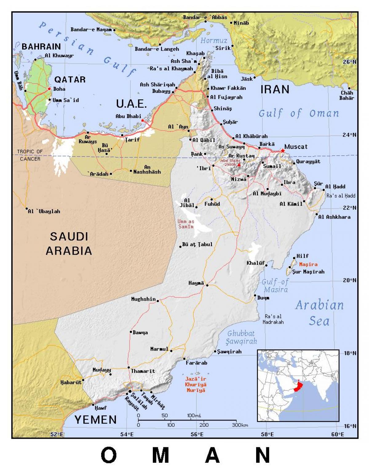 térkép Omán politikai