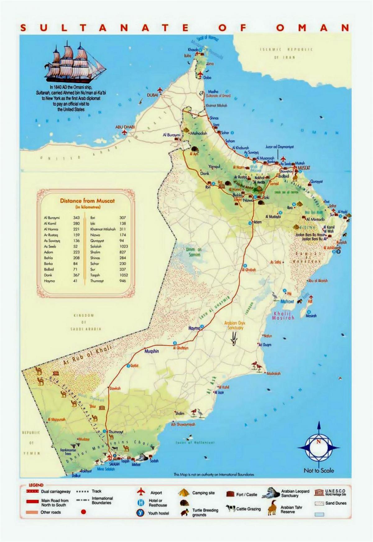Omán turista helyek térképen